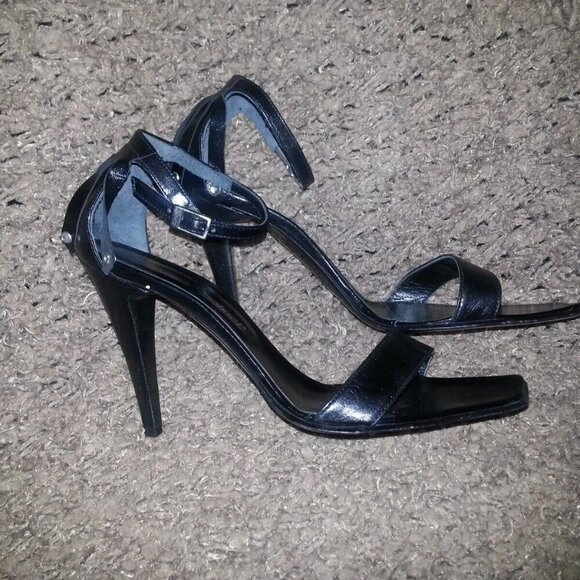 JACQUES RAPHAEL-ITALY-Black Leather Ankle Wrap-Jeweled Kilty Sandals-Sz 37-NEW - Picture 7 of 8